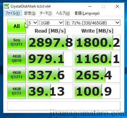 NVMeタイプのM.2SSD 速度ベンチマーク