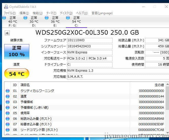 m.2SSDの定常時温度
