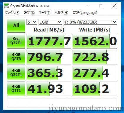 NVMeタイプのM.2SSD 速度ベンチマーク2