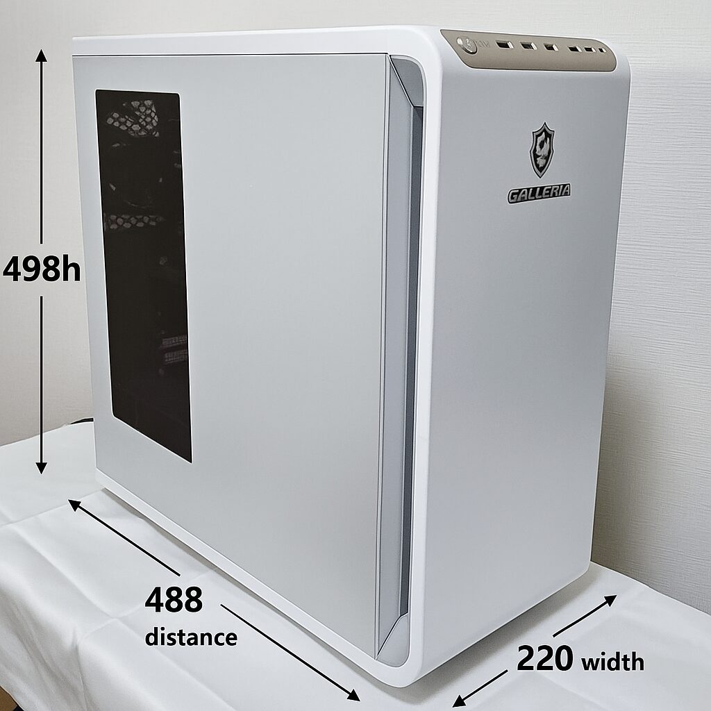 GALLERIA XPC7A-R57T-WLの大きさ